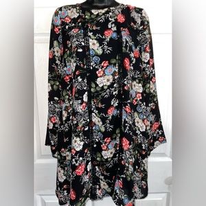 Miami Black Floral Long Sleeve Dress Size Small